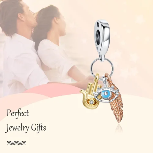 Vista 3 de Annmors Dijes familiares de joyería para mujer, plata de ley 925, colgante con circonita cúbica, cuentas de joyería para niñas, regalos de bricolaje