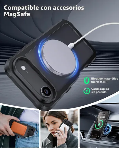 Vista 5 de seacosmo Funda para iPhone Air, Parachoques de Cuerpo Completo con Pantalla de Vidrio Templado 9H Integrada y Protector de Lente de Cámara