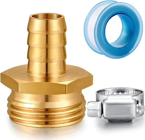 Vista 11 de Kit de reparación de manguera de jardín de latón sólido YELUN, conector con abrazaderas 1/2" púas x 3/4" hembra, apto para accesorios de manguera