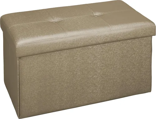 Vista 7 de Simplify Cubo otomano plegable de piel sintética (F-0646-MET-GOLD)