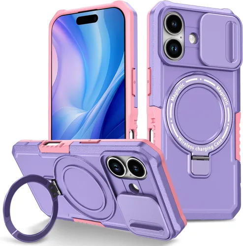 Vista 112 de Funda magnética para iPhone 11, soporte de anillo con ventana corrediza, funda protectora mate a prueba de golpes para iPhone 11 6.1, fundas