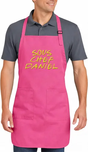 Vista 3 de TEEAMORE Delantales bordados personalizados para mujeres y hombres, añade tu texto de chef para parrilla de cocina, delantal personalizado