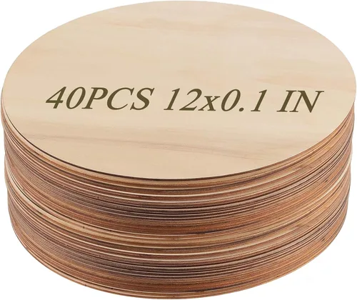 Vista 12 de 20 discos de madera de 12 pulgadas para manualidades, círculo de madera sin terminar, recortes redondos de madera para manualidades, pintura, puerta