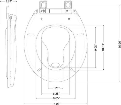 Vista 6 de Asiento de inodoro alargado blanco, asiento de tapa de inodoro de cierre lento para una fácil limpieza y resistente a las manchas