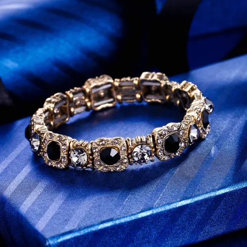 Vista 6 de EleQueen Pulseras de tenis de cristal austríaco inspiradas en la vendimia para boda