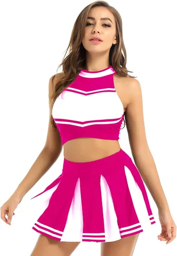 Vista 2 de iiniim Disfraz de líder de animadora para mujer, vestido elegante de animadora con minifalda plisada