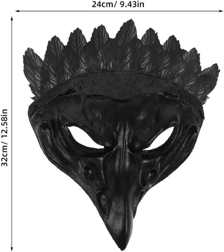 Vista 2 de GALPADA Máscara gótica de pájaro, disfraz de cuervo negro