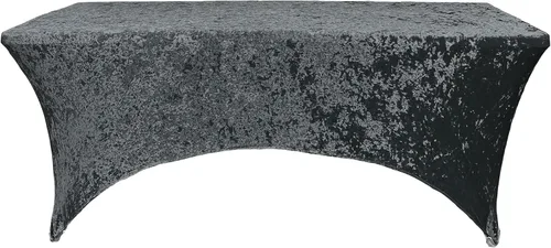 Vista 2 de YOUR CHAIR COVERS - Mantel rectangular de terciopelo ajustable de elastano de 6 pies, para patio, mantel elástico, color negro