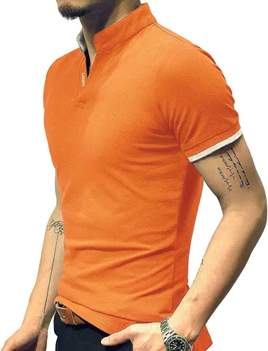 Vista 5 de LOGEEYAR - Polo de piqué para hombre, manga corta, ajustado, de algodón