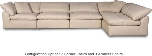 Vista 5 de Sunset Trading Nube Puff Seccional Silla de Esquina Seccional, Configurable, Bronceado