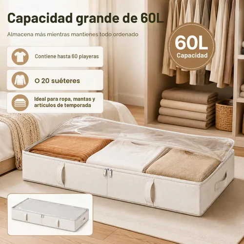 Vista 2 de Vailando Contenedores de almacenamiento para debajo de la cama, 6 pulgadas Beige