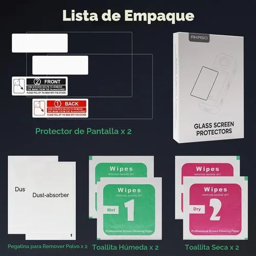 Vista 7 de AKASO Protector de pantalla para cámara 360 (2 unidades), cubierta protectora de pantalla LCD de vidrio templado, ultra HD, dureza 9H, resistente a