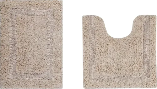 Vista 53 de Better Trends Alfombra de Inodoro en Forma de U Cubierta de Asiento de Inodoro de Lujo 100% Algodón Absorbente de Agua, Cubierta de Tapa Reversible