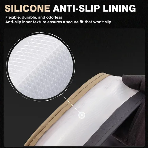 Vista 7 de Funda para volante de automóvil, fundas de cuero de microfibra con forro antideslizante, protector elástico transpirable para volante de automóvil