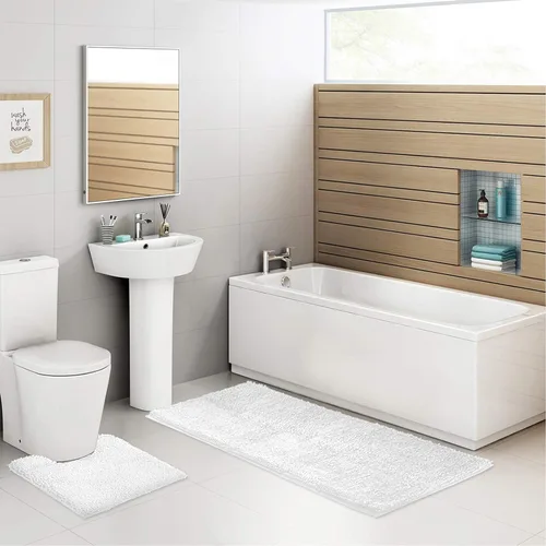Vista 40 de Tapetes de baño pequeños de felpilla de 22 x 14 pulgadas, tapetes de baño absorbentes de felpa, de secado rápido, suaves y lavables a máquina
