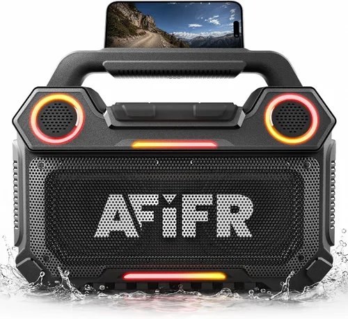 Vista 2 de Altavoz Bluetooth para exteriores AFIFR 160W: IP67 impermeable, 24H, TWS Negro
