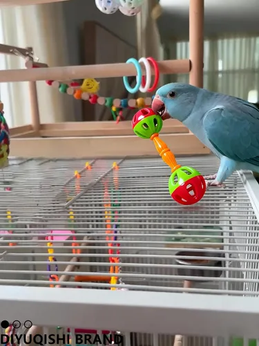 Vista 7 de Paquete de 10 juguetes para pájaros para loros, ratán natural y bolas