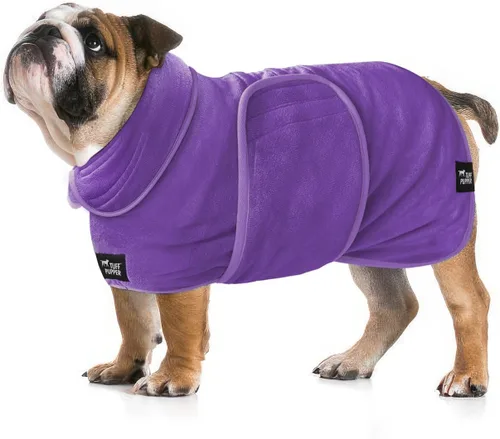 Vista 36 de Tuff Pupper Bata de baño para perro de secado rápido, toalla de felpa de 800 GSM, bata de baño súper absorbente para mascotas y cachorros, capucha
