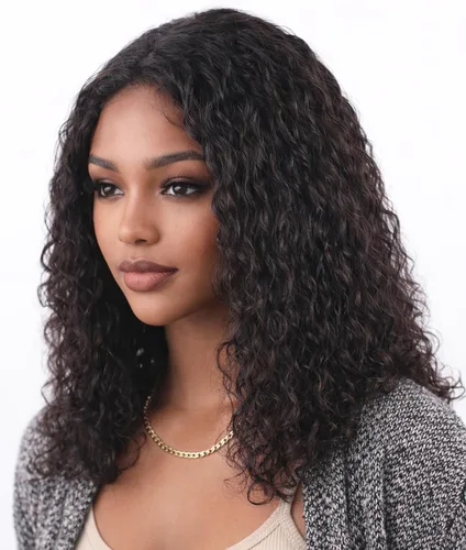 Vista 33 de Peluca de cabello humano rizado profundo de 12 pulgadas para mujeres negras, color natural Glueless T Part HD Curls Lace Front Wigs, Pre-Plucked