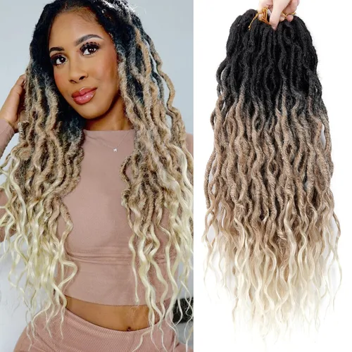 Vista 67 de Rizos de cabello sintético tejido en crochet de 16 pulgadas, 8 paquetes, Rizos de cabello tejido en crochet pre-enlazados con extremos rizados