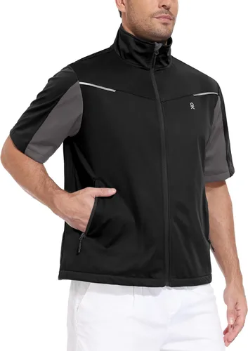 Vista 2 de Little Donkey Andy Chaqueta de golf Softshell de manga corta para hombre Negro