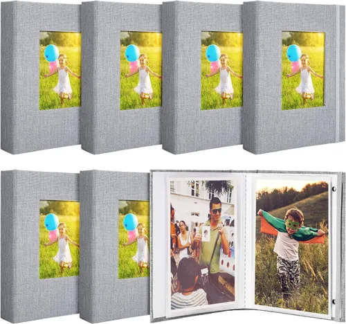 Vista 9 de Gersoniel - Álbum de fotos de 4 x 6 pulgadas, pequeño álbum de fotos de lino con ventana frontal, cada uno con capacidad para 52 fotos para familia