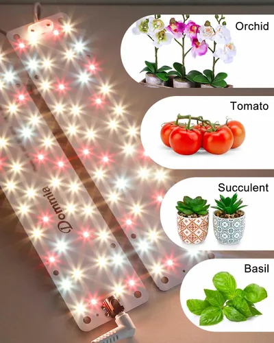 Vista 5 de Luces para plantas, espectro completo de 12 W (equivalente a 120 W), panel ultrafino, 84 LED lámpara solar para plantas con interruptor