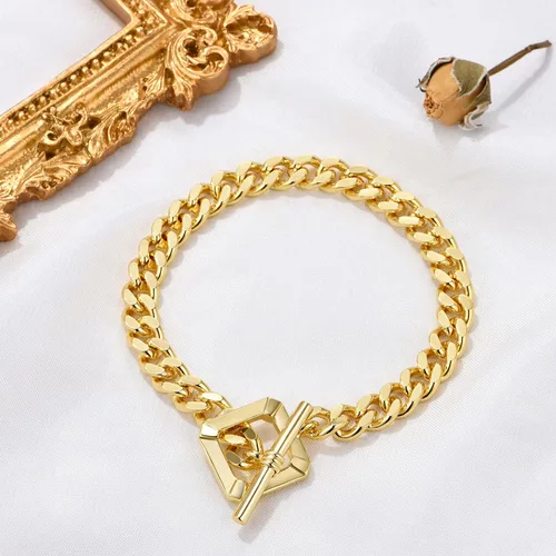 Vista 3 de FRUMOS Dainty Layering Bracelets for Women 18 k Gold Plated Fashion Adjustable Chunky Cuban Paperclip Link Chain Bracelets Jewelry for Women Girls