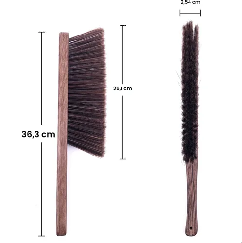 Vista 5 de Cepillos de limpieza de escoba de mano - Cepillo de cerdas suaves para limpiar coche/cama/sofá/corriente/jardín/muebles/ropa, mango de madera