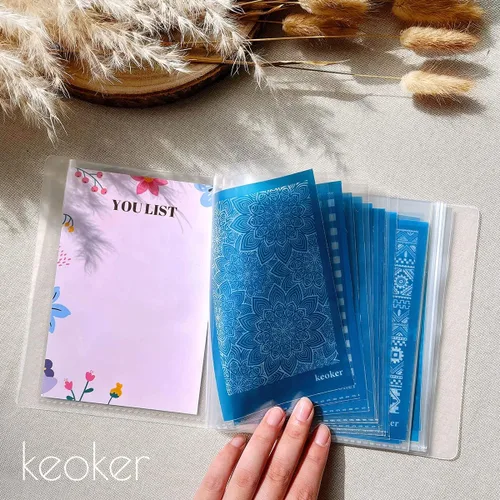 Vista 3 de KEOKER Libro de carpetas con fundas de plástico, 40 bolsillos, libro de presentación con protectores de hojas para plantilla de pantalla de seda