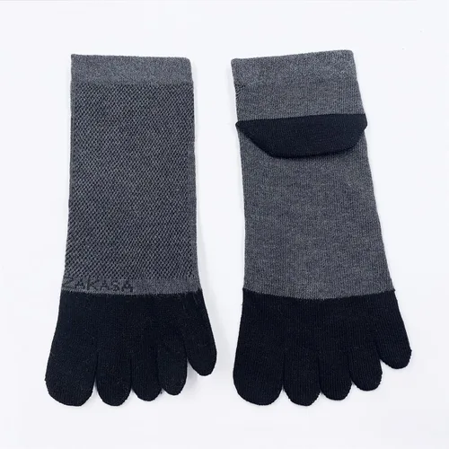 Vista 6 de ZAKASA Mens Ankle Toe Socks Athletic Running Five Finger Cotton Crew Socks Breathable Mesh Top - Size 8-12 (5 Pairs)