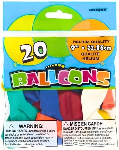 Vista 5 de Globos de látex surtidos, 9 pulgadas (paquete de 20) – Decoraciones de fiesta vibrantes y de alta calidad, perfectos para cualquier celebración