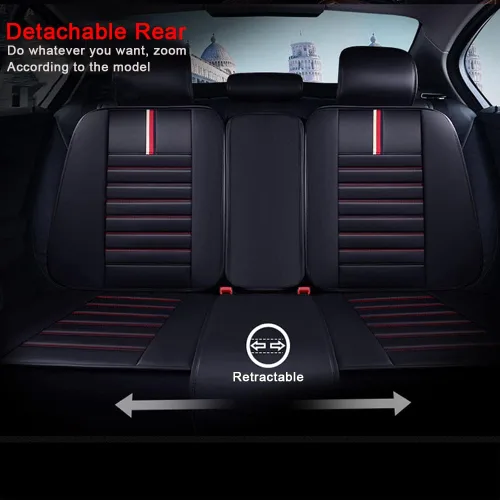 Vista 8 de Fundas de asiento de automóvil de piel sintética compatibles con A1, transpirables e impermeables, juego completo de 5 asientos delanteros