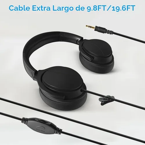 Vista 7 de Auriculares de TV con cable largo para personas mayores con control