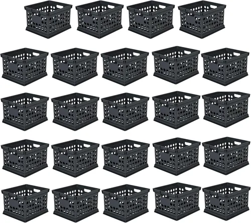 Vista 16 de Sterilite - Cajas de almacenamiento apilables de plástico con asas para organizar archivos para el hogar, oficina, dormitorio, garaje o área de Negro