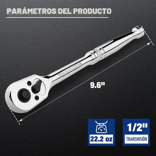 Vista 2 de WORKPRO Trinquete de accionamiento de 1/2 pulgada, llave reversible