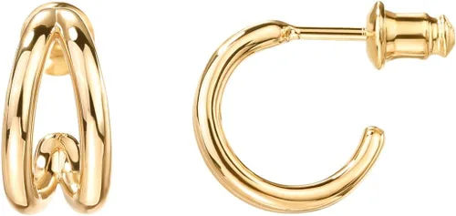 Vista 10 de PAVOI Aretes de Aro Huggie Divididos Chapados en Oro de 14K para Mujeres - Postes de Plata Esterlina 925 Aretes Huggie de Aro Múltiple Delicados