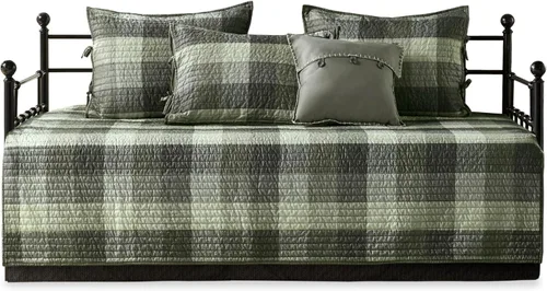 Vista 12 de Madison Park Ridge - Juego de funda para sofá cama, diseño reversible con estampado de espiga a cuadros estilo cabaña rústica, ropa de cama de lujo
