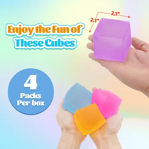 Vista 4 de Paquete de 4 Cubos Antiestrés Juguetes Fidget de Gran Tamaño Pelotas Antiestrés Blandas para Adultos y Niños, Juguetes Sensoriales Calmantes