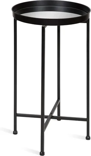 Vista 17 de Kate and Laurel Celia - Mesa decorativa redonda de metal plegable con bandeja superior, negro