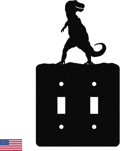 Vista 14 de Brachiosaurus Dinosaur - Placa de pared dúplex individual (potencia única, negro) American Steel Decorative Electrical Covers, 1-gang Outlet