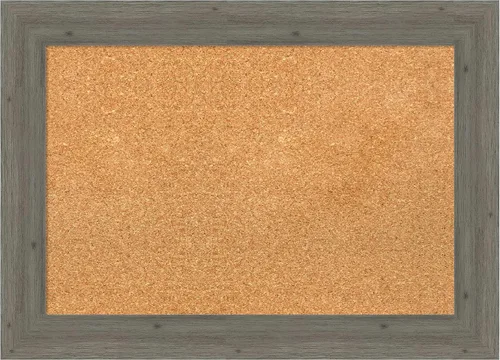 Vista 25 de Amanti Art Natural Cork Board for Wall, 18x24 Vision Board with Grey Wood Frame, Small Corkboard Office Decor for Home Organization, Country Rustic
