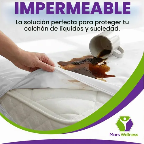 Vista 3 de Mars Wellness Protector y funda de colchón de vinilo impermeable, funda de colchón blanca con cremallera, funda de colchón para chinches, 1 paquete