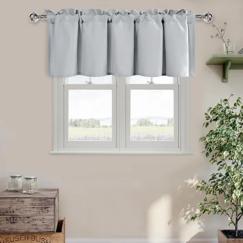 Vista 38 de DWCN Cortinas de Cenefa para Sala de Estar, Cocina, Baño/Sótano - Aqua Sólido, 1 Panel, 42 x 12 Pulgadas, Oscurecimiento de Habitación Solid Short