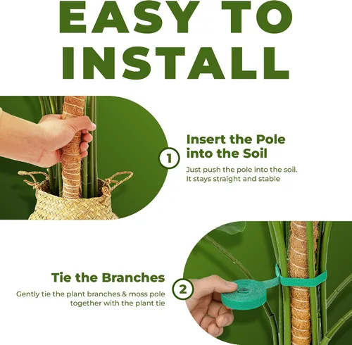 Vista 6 de Paquete de 2 postes de musgo flexibles de 28 pulgadas para soporte de plantas Monstera para plantas de interior - Bastón de musgo alto tipo enrejado
