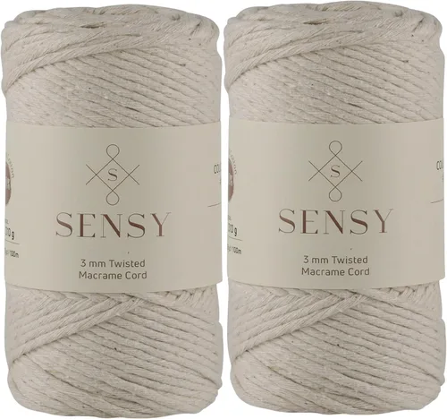 Vista 18 de Sensy - Cuerda de macramé prémium de 0.118 in, 109 yardas, 100% algodón, una hebra torcida, cuerda de macramé, hilo de algodón para macramé, hilo