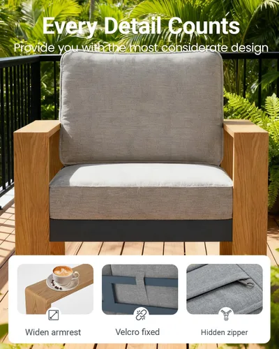 Vista 6 de Juego de muebles de exterior de aluminio de gran tamaño de 5 Gris claro