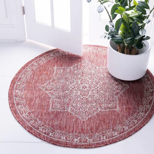 Vista 41 de Unique Loom Alfombra de la colección tradicional para exteriores, antigua (4 pies 1 pulgada, redonda, verde azulado/gris)