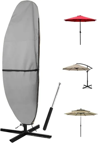 Vista 10 de Cubierta para sombrilla de patio, 600D impermeable, anti-UV, se adapta a paraguas de 7.5 a 11.5 pies (gris)