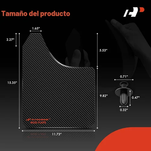 Vista 3 de A-Premium 2 unidades de protectores universales negros contra salpicaduras, aletas de barro, guardabarros, guardabarros, guardabarros, guardabarros
